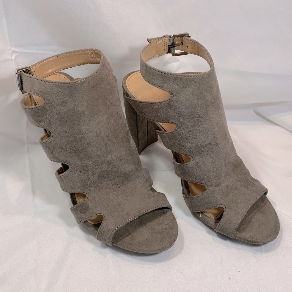Charlotte Russe “Layla” Gray Suede Heeled Booties
